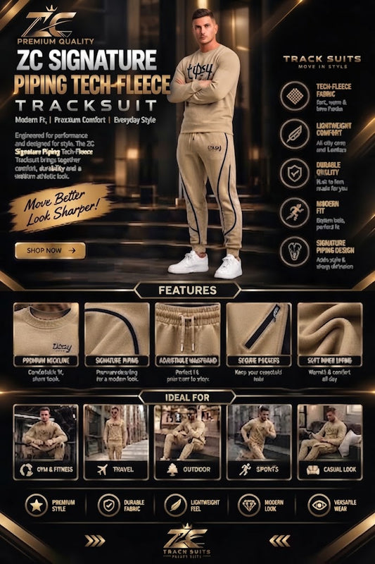 ZC SIGNATURE PIPING TECH-FLEECE TRACK SUIT
