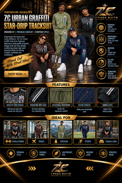 ZC URBAN GRAFFITI STAR-DRIP TRACK SUIT
