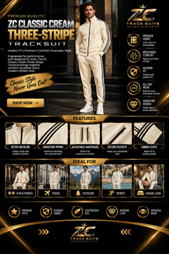 ZC CLASSIC CREAM THREE-STRIPE TRACK SUIT