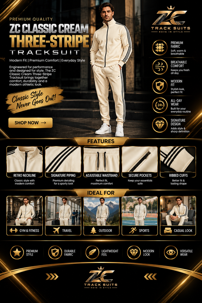 ZC CLASSIC CREAM THREE-STRIPE TRACK SUIT