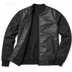 Premium PU Synthetic Leather Jacket -Fleece Sleeves & Back