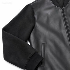 Premium PU Synthetic Leather Jacket -Fleece Sleeves & Back