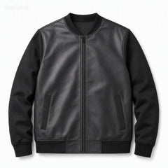 Premium PU Synthetic Leather Jacket -Fleece Sleeves & Back