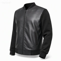 Premium PU Synthetic Leather Jacket -Fleece Sleeves & Back